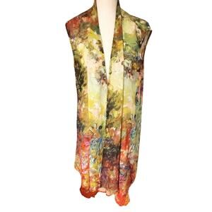 Galleria Artist House from Rose Garden Long Sleeveless Vest Boho Artsy Size L